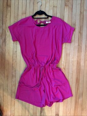 Zenana Outfitters Fuchsia Tie-Back Romper